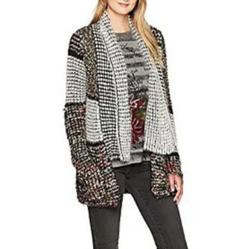 Desigual Garraga Chunky Knit Metallic Cardigan L